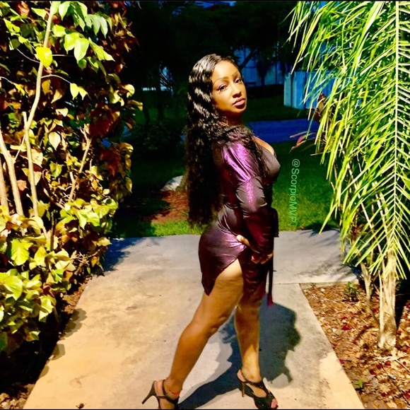 NWOT Metallic Long-Sleeve Deep V-Neck Wrap - Picture 3 of 7